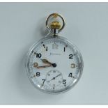 Helvetia Military pocket watch with white dial marked to the back with broad arrow G.S.T.