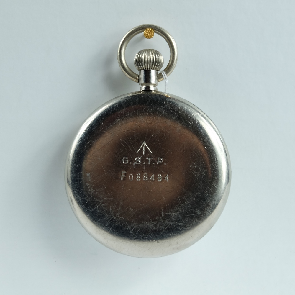 Military pocket watch with white dial marked to the back with broad arrow G.S.T. - Image 2 of 2