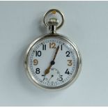 Military pocket watch with white dial marked to the back with broad arrow G.S.T.