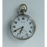 Helvetia Military pocket watch with white dial marked to the back with broad arrow G.S/T.