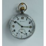 Helvetia Military pocket watch with white dial marked to the back with broad arrow G.S.T.