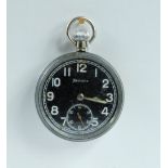 Helvetia Military pocket watch with black dial marked to the back with broad arrow  GS/TP P52018,