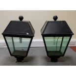 Pair of reproduction copper lamp post lanterns,