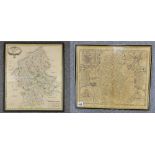 Old map of Staffordshire by Rob Morden in ebony frame 40 x 47cm and map of Stafford Countie and