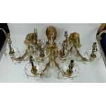 1930's French Lustre and Brass Wall Lights ,