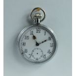 Military pocket watch with white dial marked to the back with broad arrow G.S.T.