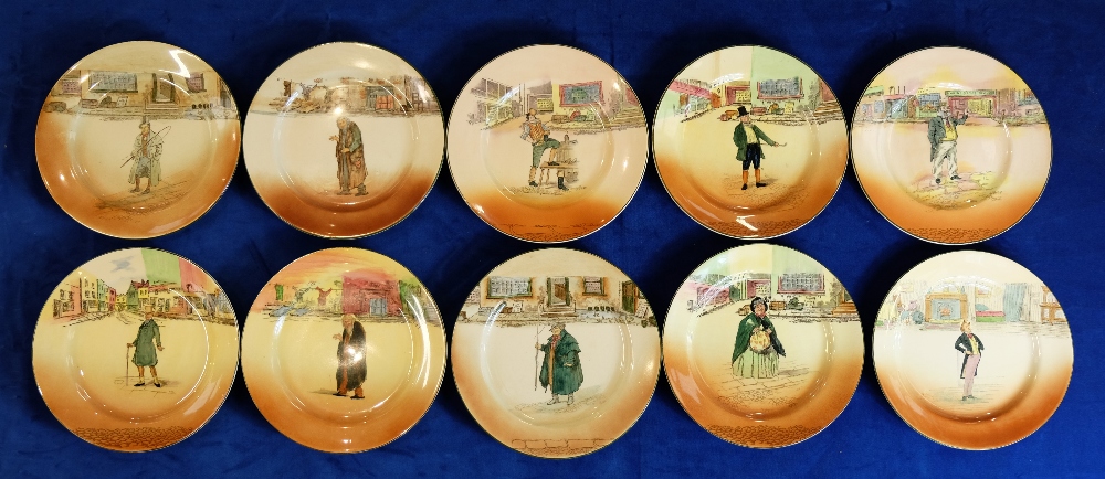 Royal Doulton Dickens seriesware rack plates to include Tony Weller, Mr Micawber, Sairey Gamp,