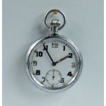 Military pocket watch with white dial marked to the back with broad arrow G.S.T.