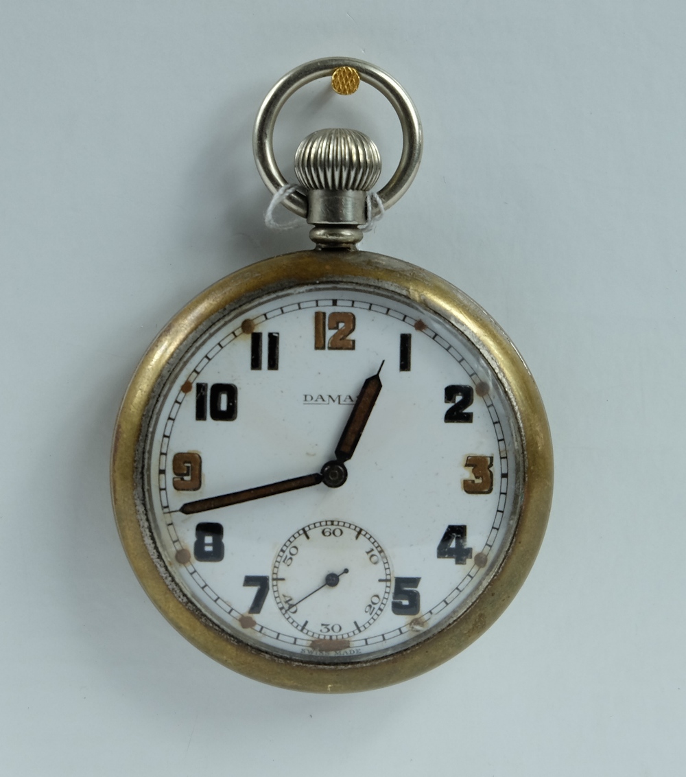 Damas Military pocket watch with white dial marked to the back with broad arrow GS/TP xx 188474 ,
