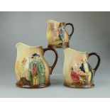 Royal Doulton embossed Dickens seriesware graduated set of 3 jugs to include large Tony Weller and