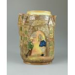 Royal Doulton embossed Dickens seriesware vase decorated with Fatboy and Poor Joe in street scene