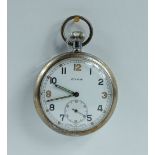 Cyma Military pocket watch with white dial marked to the back with broad arrow G S T P G28356 ,