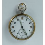 Cyma Military pocket watch with white dial marked to the back with broad arrow G.S.T.