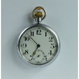 Military pocket watch with white dial marked to the back with broad arrow G.S.T.