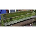 Large carved sandstone garden trough, length 67in,