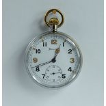 Helvetia Military pocket watch with white dial marked to the back with broad arrow GS/TP P64139 ,