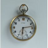 Cyma Military pocket watch with white dial marked to the back with broad arrow G.S.T.