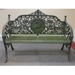 Reproduction cast iron medallion back garden bench,