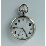 Military pocket watch with white dial marked to the back with broad arrow GS/TP P20634 ,