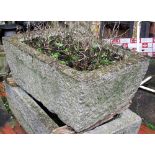 Carved sandstone garden trough, length 35in,