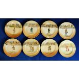 A collection of Royal Doulton Dickens seriesware rack plates to include Mr Mantalini, Sam Weller,
