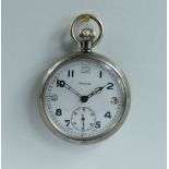 Grana Military pocket watch with white dial marked to the back with broad arrow G.S.T.