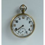 Military pocket watch with white dial marked to the back with broad arrow G.S.T.