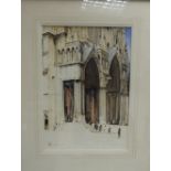 Gordon M Forsyth, Watercolour painting "Chartres" in wood frame, overall 65 x 85cm,
