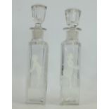 Pair Victorian Mary Gregory style glass