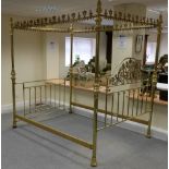 20th Century brass double four poster bed (150cm divan bed fits directly inside)