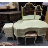 Ivory and gilt dressing table,