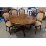 Modern italian inlaid tripod table with matching chairs