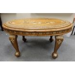 Anglo Indian table with ethnic inlay to top and legs