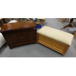 Oak panel ottoman and similar modern pine unit (2)