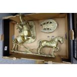 A collection of quality brass figures all relating to working horses (3)