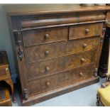 Large mahogany veneered scottish 2 over 3 chest of drawers