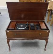 Van der Molen hifi cabinet and unit with BSR turntable on Queen Anne legs