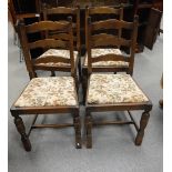 Dark oak draw leaf table and 4 matching chairs (5)