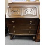 Dark oak bureau in priory style