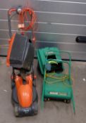 2 Electric lawn mowers including a Flymo