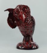 Peggy Davies figure of a grotesque bird The Listener modelled by Robert Tabbenor in Ruby Fusion