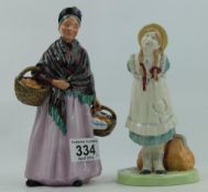 Royal Doulton lady figures Pollyanna HN2965 and Orange Lady HN1759 (both seconds) (2)