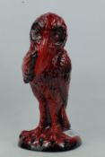 Peggy Davies figure of a grotesque bird The Whisperer modelled by Robert Tabbenor in Ruby Fusion