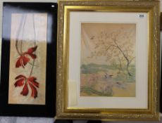 Two oriental pictures of woodland scenes (2)