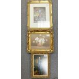 3 small prints in gilt frames