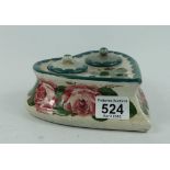 Wemyss heart shaped ink stand & covers d