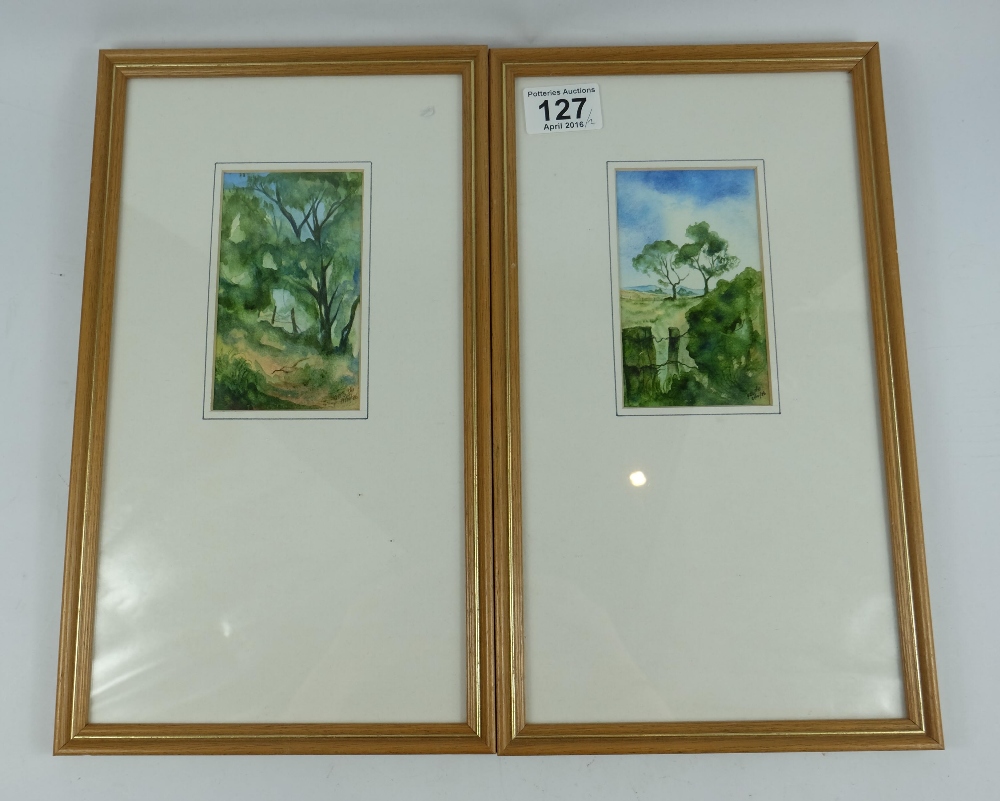 A pair of watercolour paintings of lands