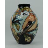 Moorcroft large vase with Jays at Home d