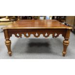 Large reproduction mahogany coffee table with decoration column legs