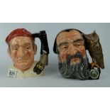 Royal Doulton large character jugs Merlin D6529 and Bootmaker D6572 (2)